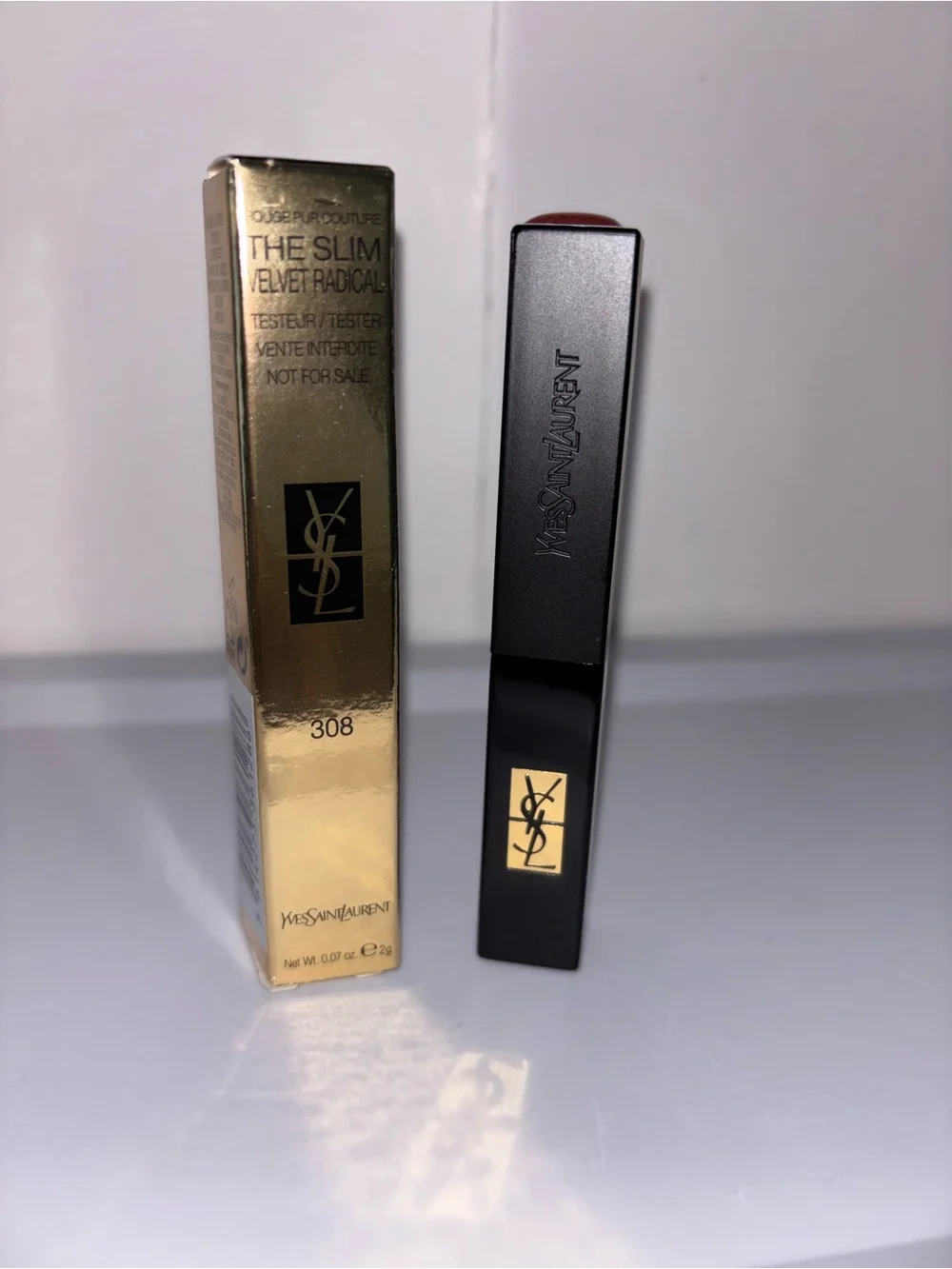 Yves Saint Laurent Black & Gold Slim Velvet Lipstick - Deep Red